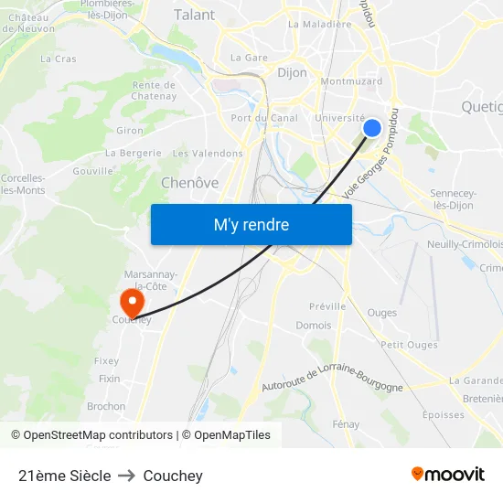 21ème Siècle to Couchey map