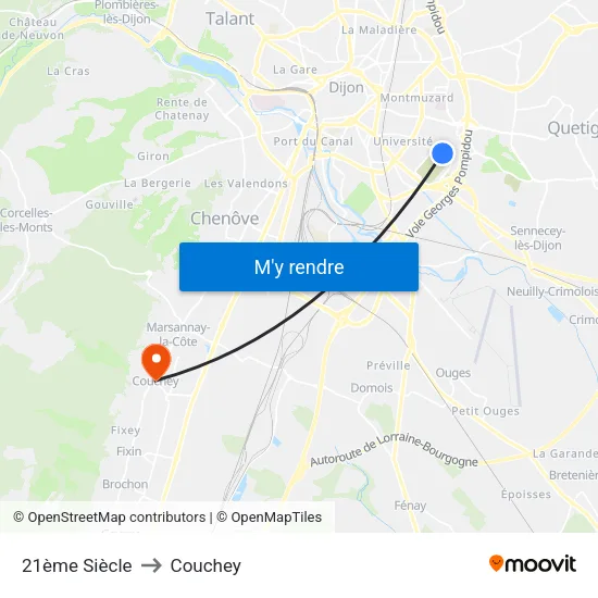 21ème Siècle to Couchey map