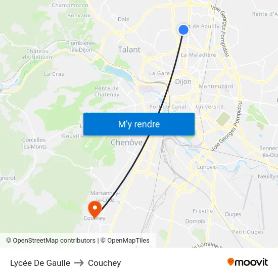 Lycée De Gaulle to Couchey map