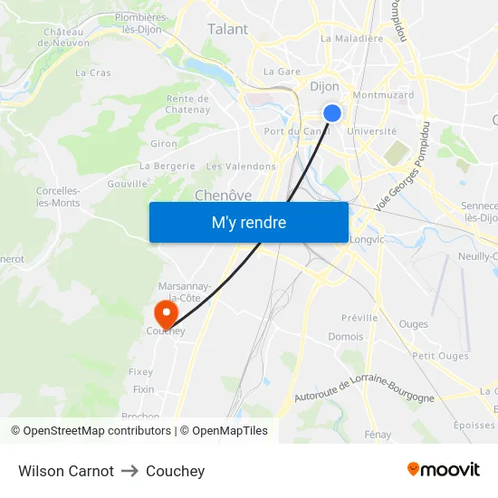 Wilson Carnot to Couchey map