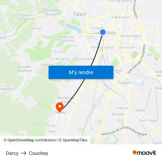 Darcy to Couchey map