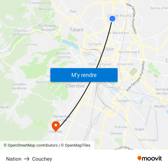 Nation to Couchey map