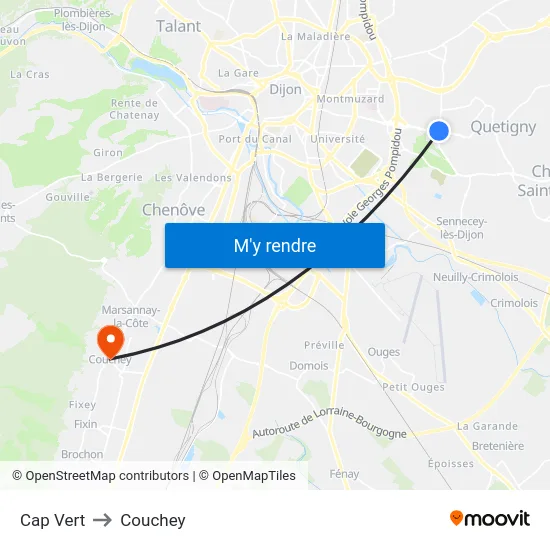 Cap Vert to Couchey map