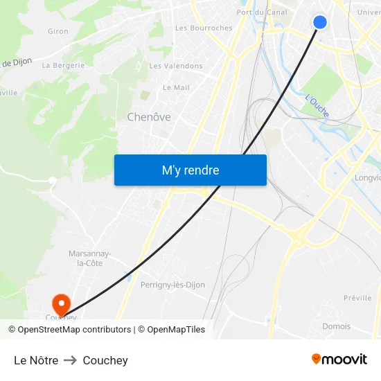Le Nôtre to Couchey map