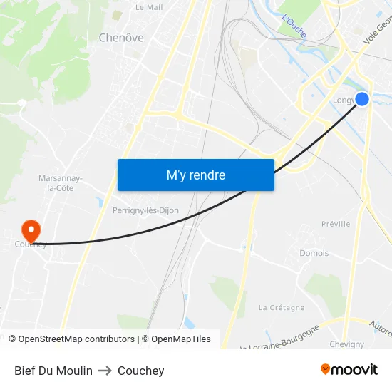 Bief Du Moulin to Couchey map