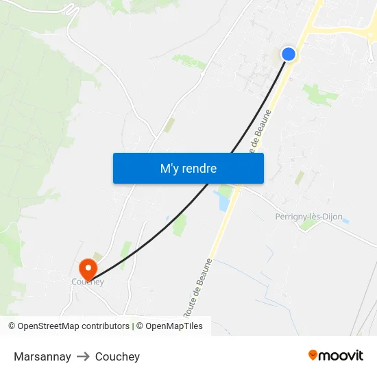 Marsannay to Couchey map