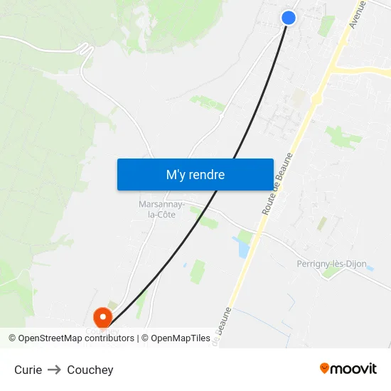 Curie to Couchey map