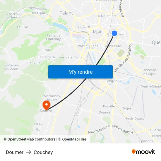 Doumer to Couchey map