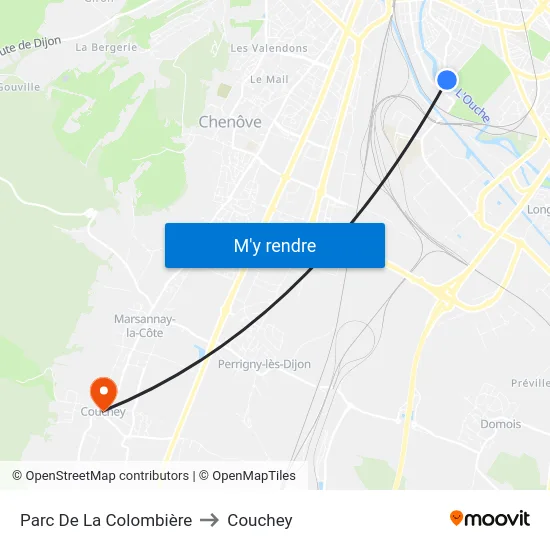 Parc De La Colombière to Couchey map