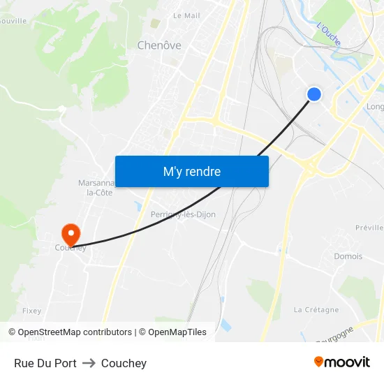 Rue Du Port to Couchey map