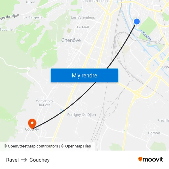 Ravel to Couchey map