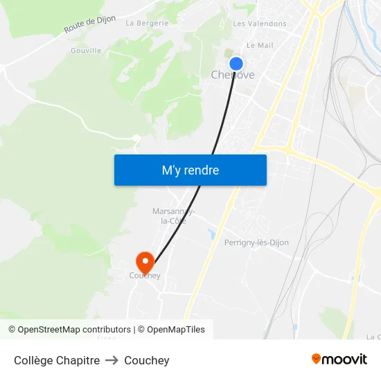 Collège Chapitre to Couchey map