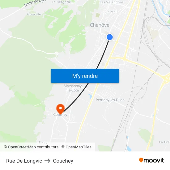 Rue De Longvic to Couchey map
