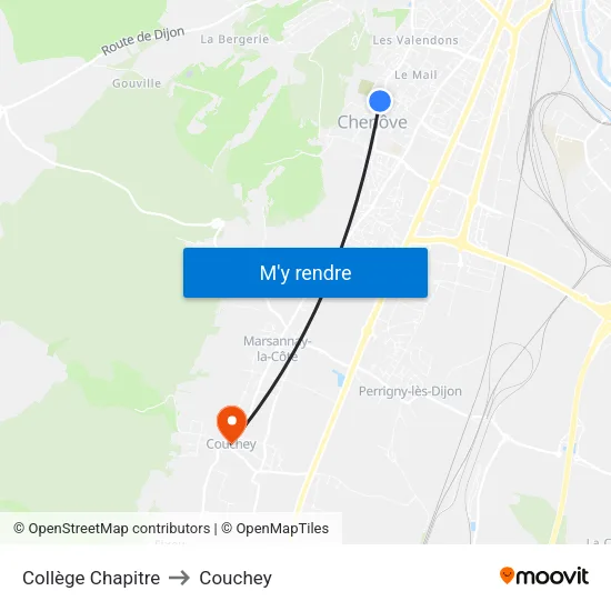 Collège Chapitre to Couchey map