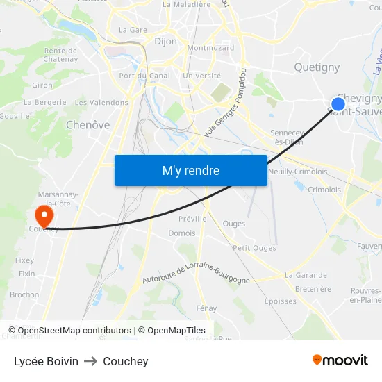 Lycée Boivin to Couchey map