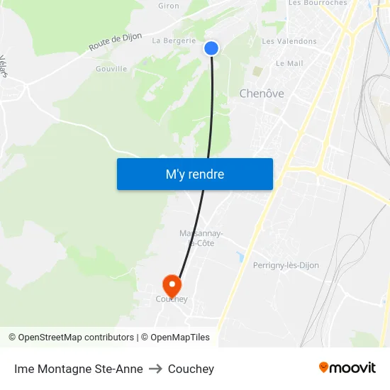 Ime Montagne Ste-Anne to Couchey map