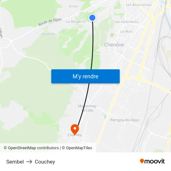 Sembel to Couchey map