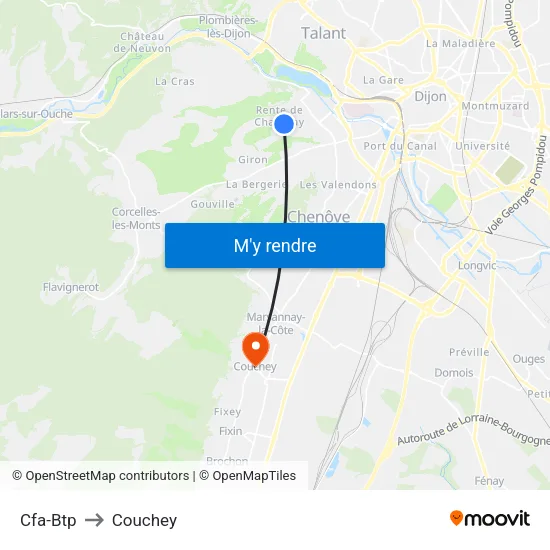 Cfa-Btp to Couchey map