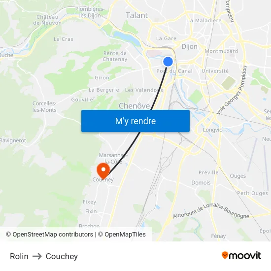 Rolin to Couchey map