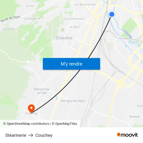 Stéarinerie to Couchey map