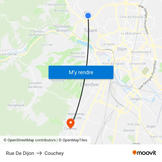 Rue De Dijon to Couchey map