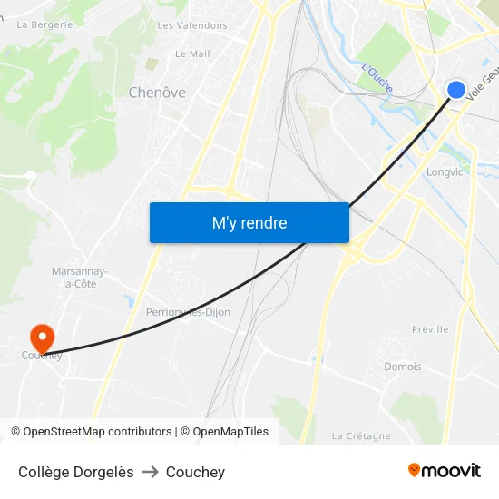 Collège Dorgelès to Couchey map