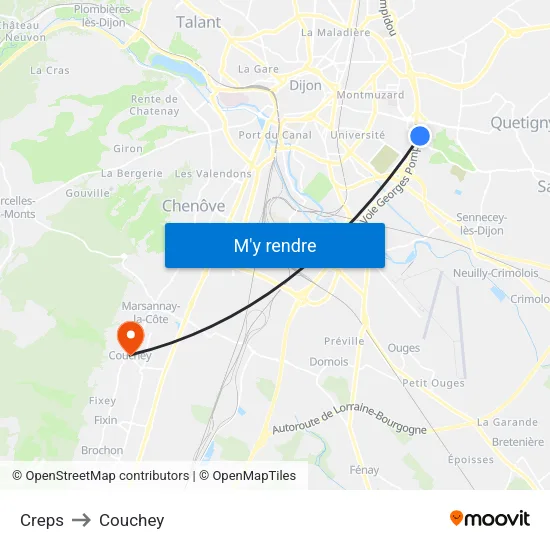 Creps to Couchey map