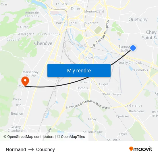 Normand to Couchey map