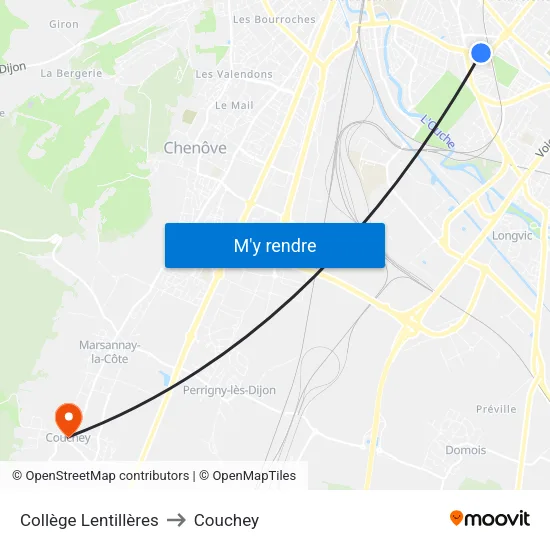 Collège Lentillères to Couchey map