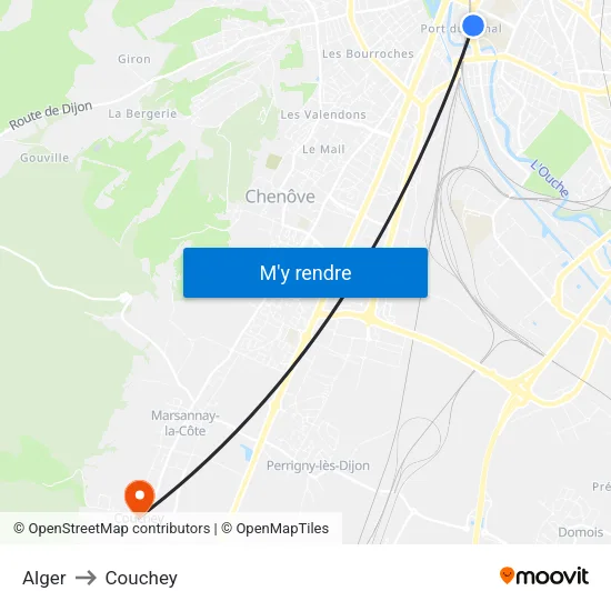 Alger to Couchey map