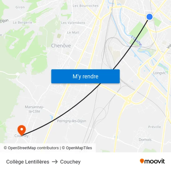 Collège Lentillères to Couchey map