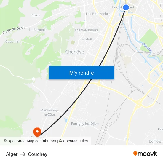 Alger to Couchey map