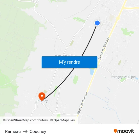 Rameau to Couchey map