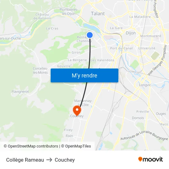 Collège Rameau to Couchey map