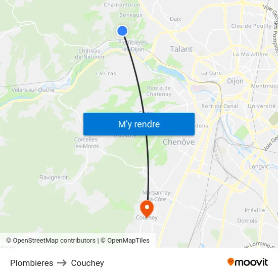 Plombieres to Couchey map