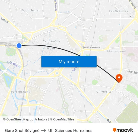 Gare Sncf Sévigné to Ufr Sciences Humaines map