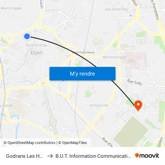 Godrans Les Halles to B.U.T. Information Communication (Ic) map