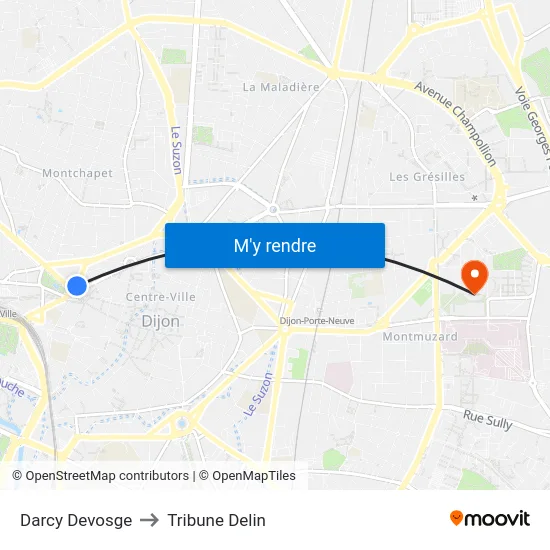 Darcy Devosge to Tribune Delin map
