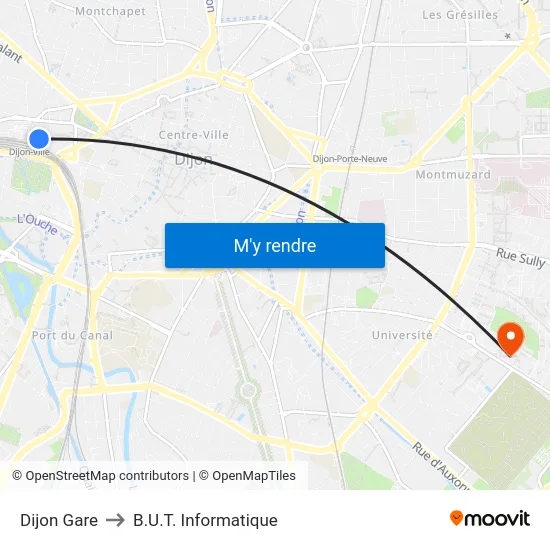 Dijon Gare to B.U.T. Informatique map
