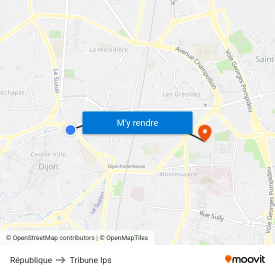 République to Tribune Ips map