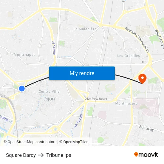 Square Darcy to Tribune Ips map