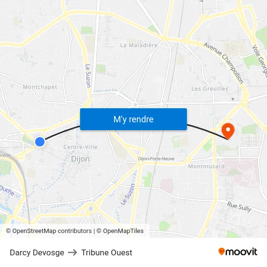 Darcy Devosge to Tribune Ouest map