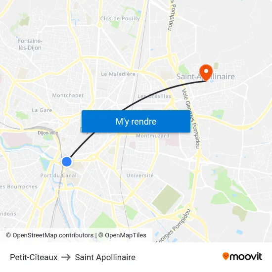 Petit-Cîteaux to Saint Apollinaire map