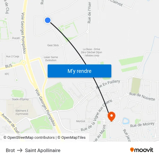 Brot to Saint Apollinaire map