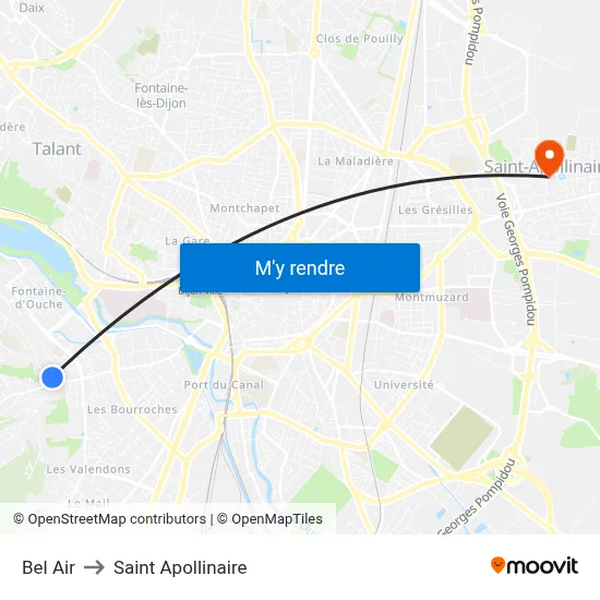 Bel Air to Saint Apollinaire map