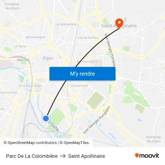 Parc De La Colombière to Saint Apollinaire map