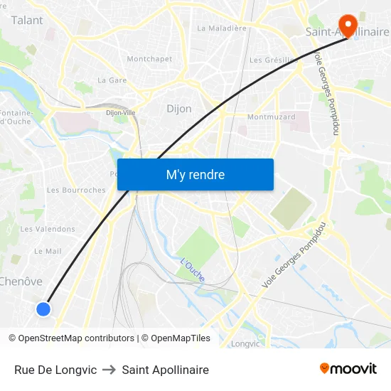 Rue De Longvic to Saint Apollinaire map