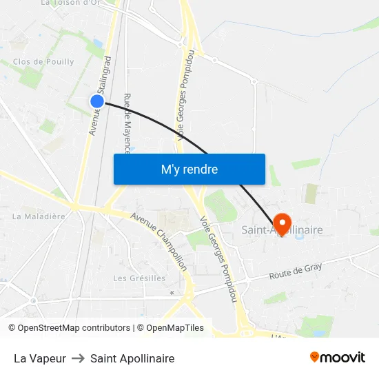 La Vapeur to Saint Apollinaire map