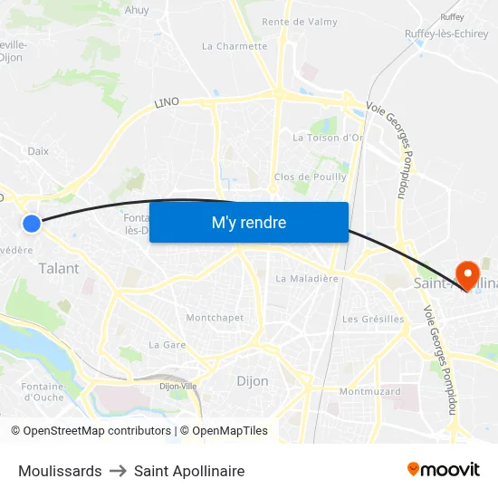 Moulissards to Saint Apollinaire map