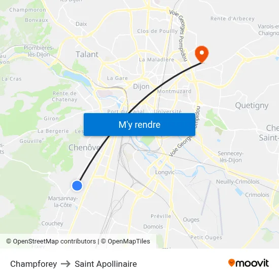 Champforey to Saint Apollinaire map